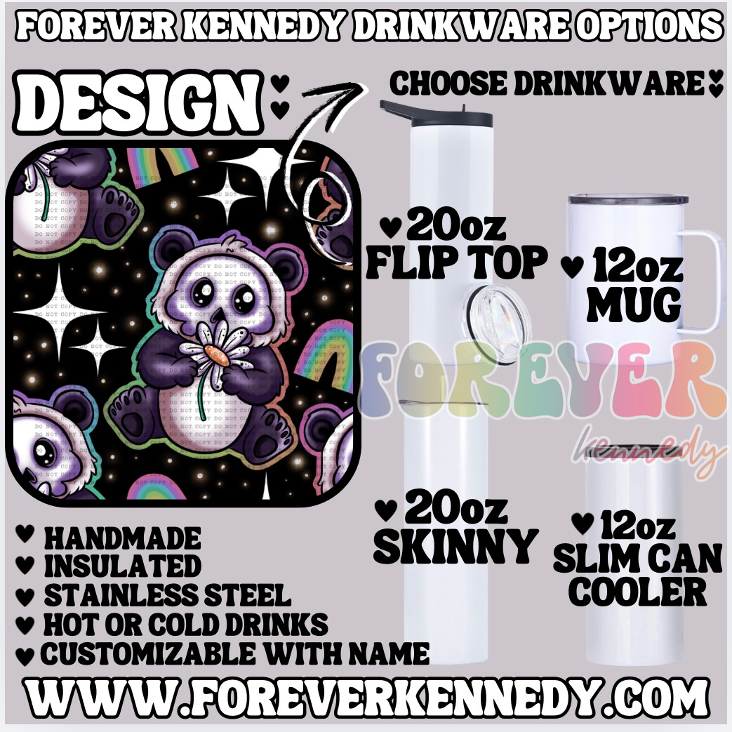 (MTO) CHOOSE DRINKWARE: Panda Rainbow