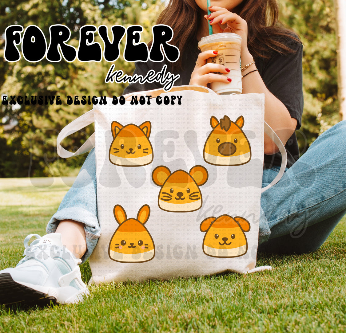 (MTO) Tote Bag: EXCLUSIVE DESIGN Candy Corn All Five Animals