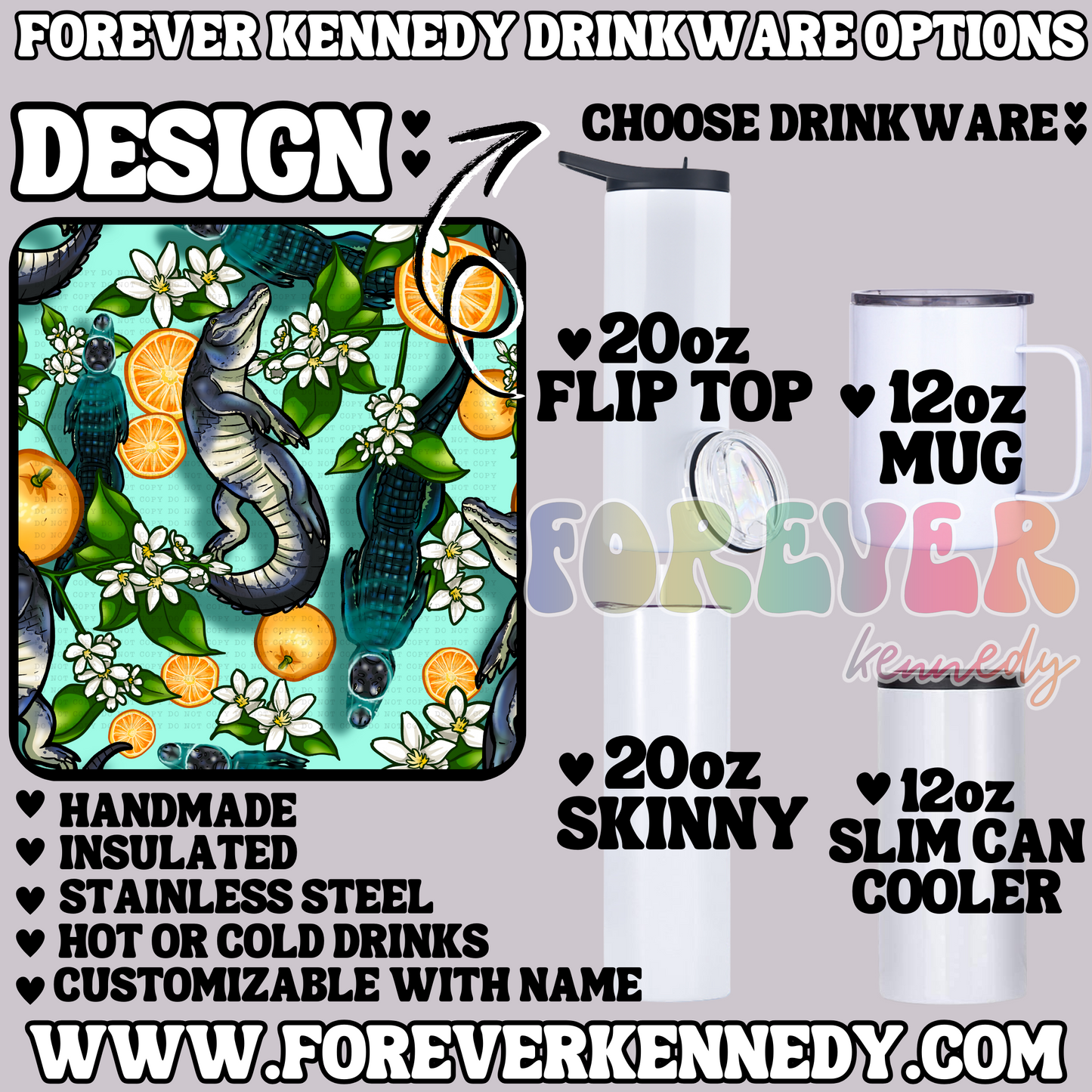 (MTO) CHOOSE DRINKWARE: Alligators