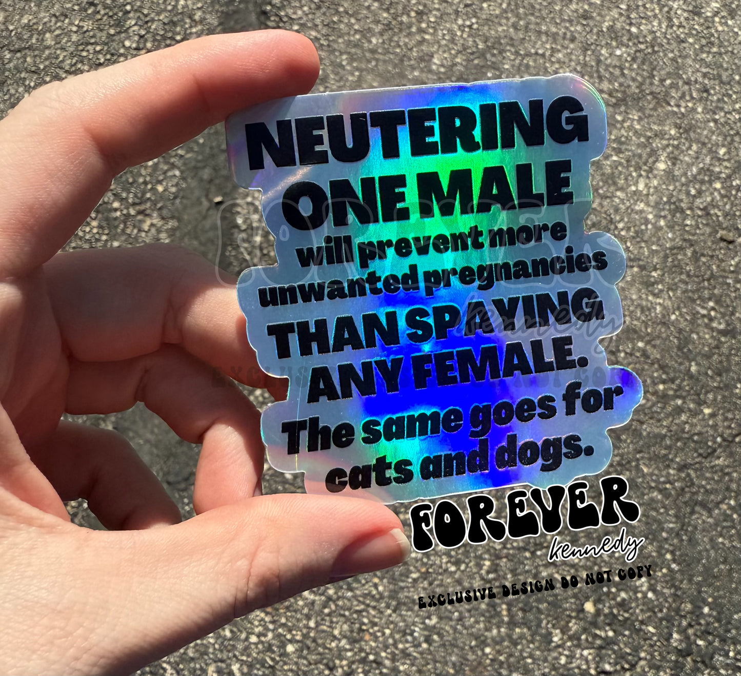 (RTS) HOLOGRAPHIC Vinyl Sticker: EXCLUSIVE / Neutering one male