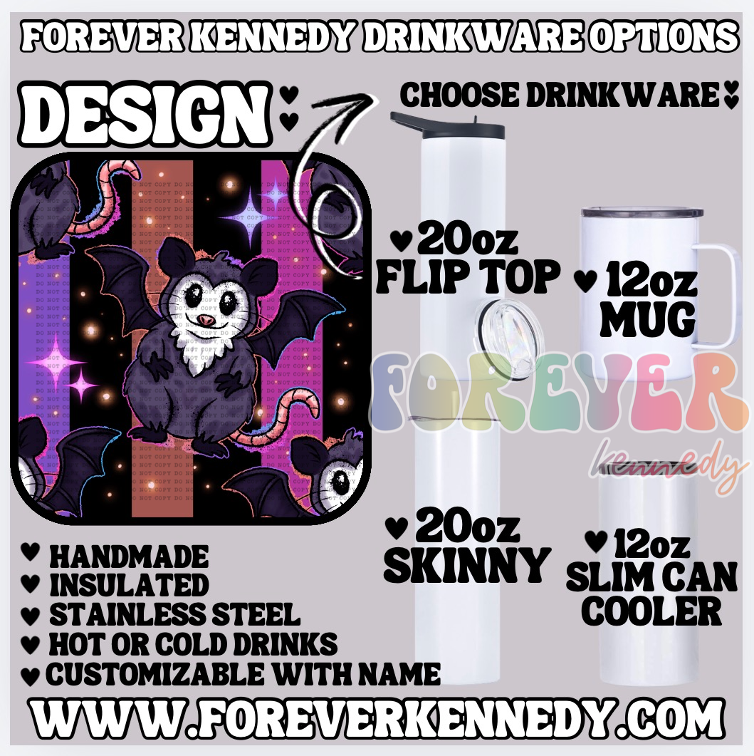 (MTO) CHOOSE DRINKWARE: Opossum Bat