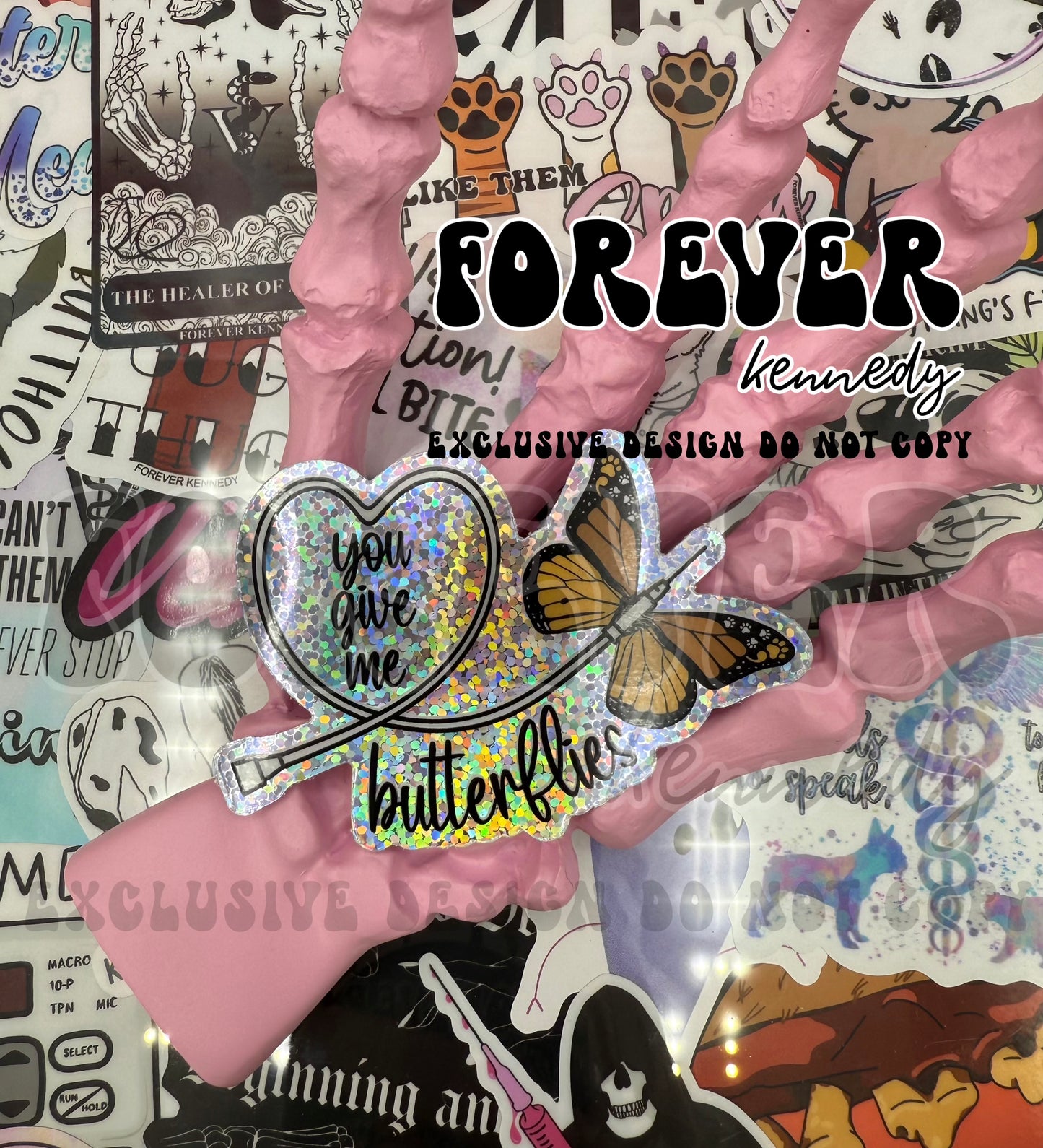 (RTS) GLITTER Vinyl Sticker: EXCLUSIVE DESIGN Butterfly Catheter