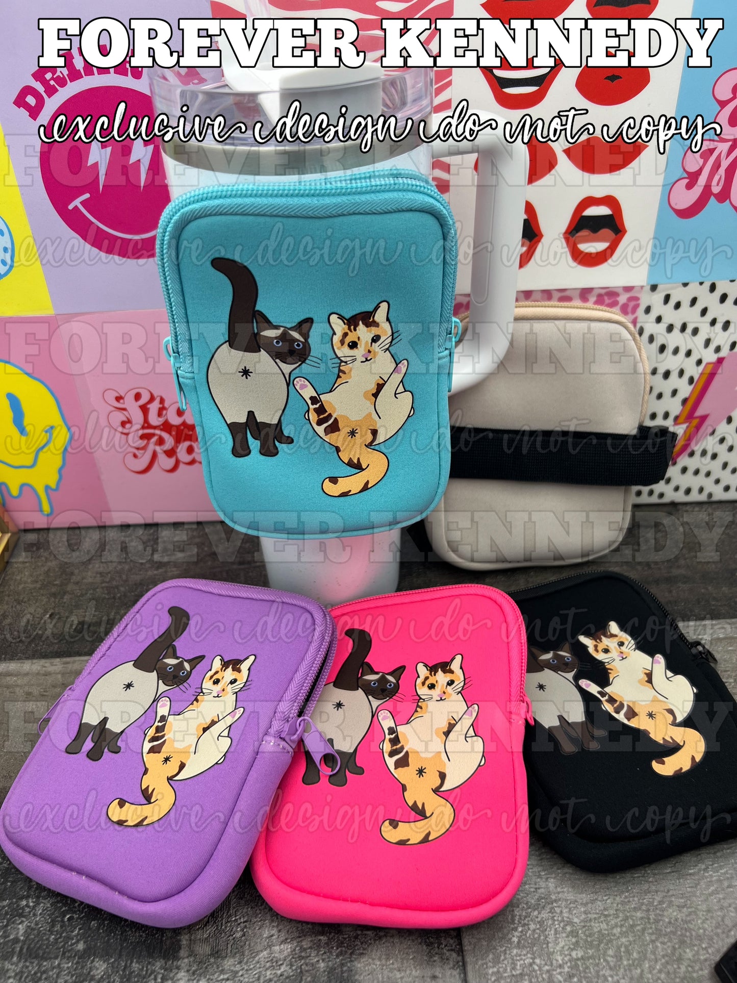 (MTO) Tumbler Bag with zipper: EXCLUSIVE DESIGN Cat buttholes