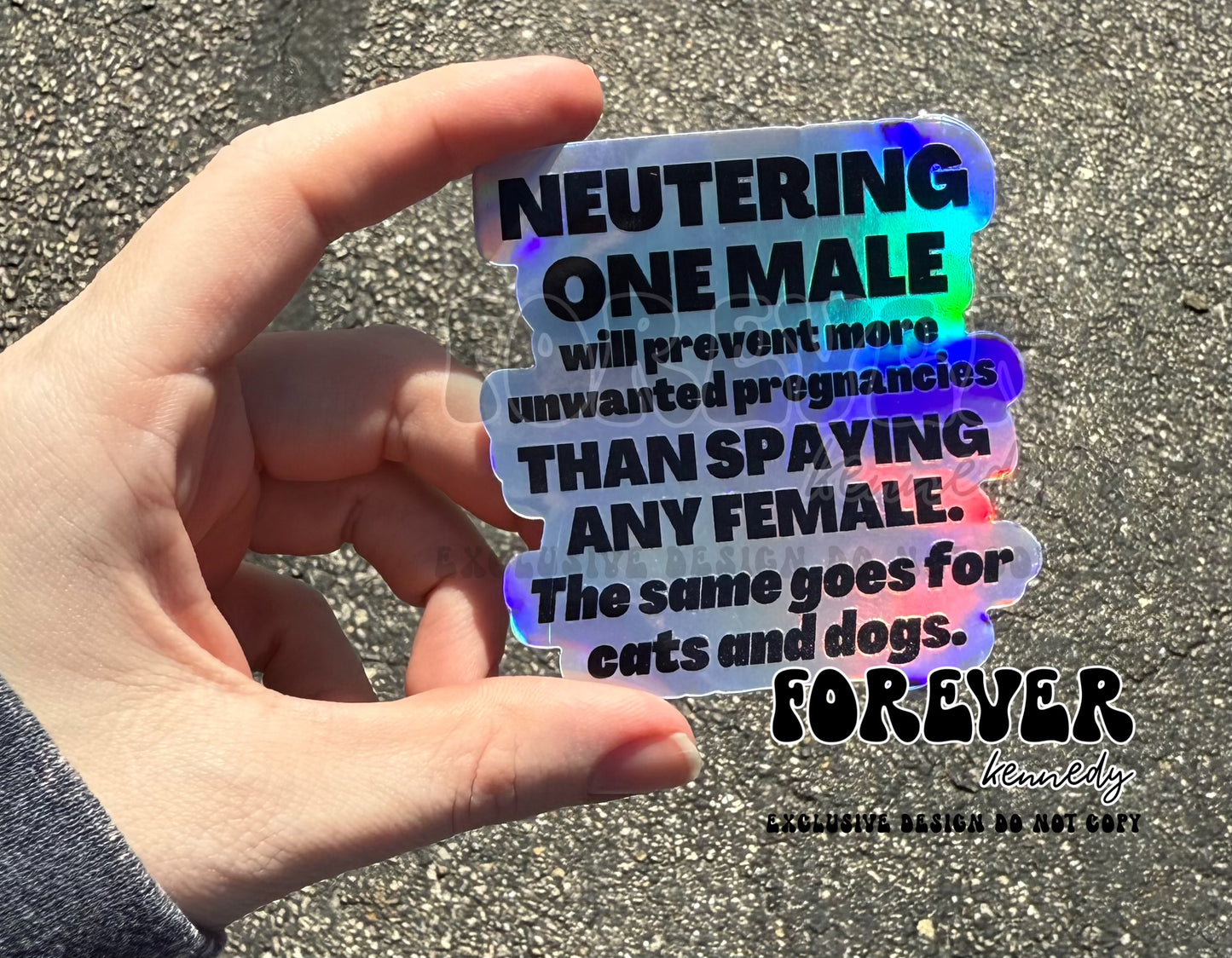 (RTS) HOLOGRAPHIC Vinyl Sticker: EXCLUSIVE / Neutering one male