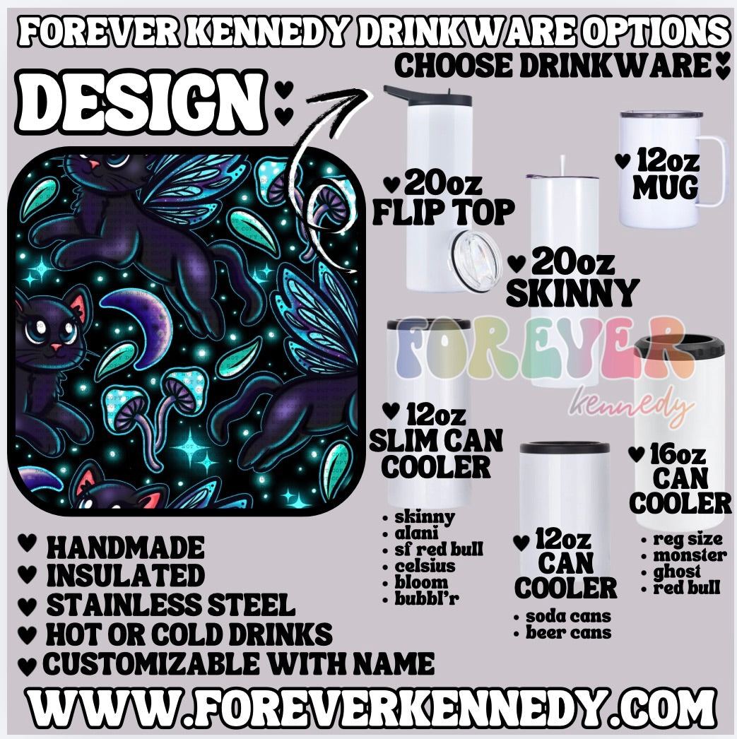(MTO) CHOOSE DRINKWARE: Black Cat Fairy