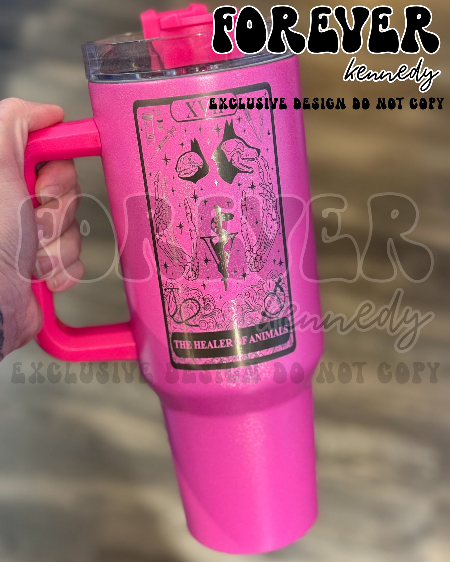 (MTO) 40oz Tumbler with handle: EXCLUSIVE DESIGN The Healer of Animals Veterinary Tarot