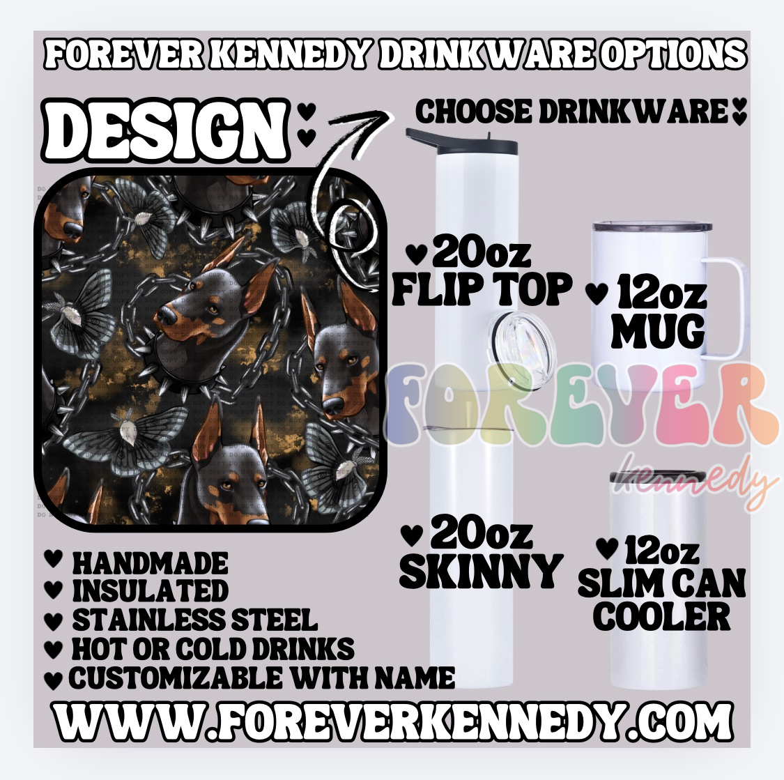 (MTO) CHOOSE DRINKWARE: Dobermans