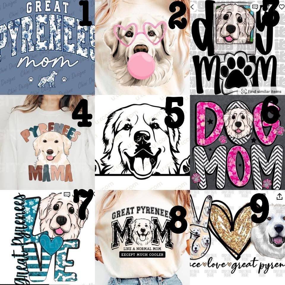 (MTO APPAREL) * CHOOSE STYLE / COLOR: GREAT PYRENEES (Choose Design)