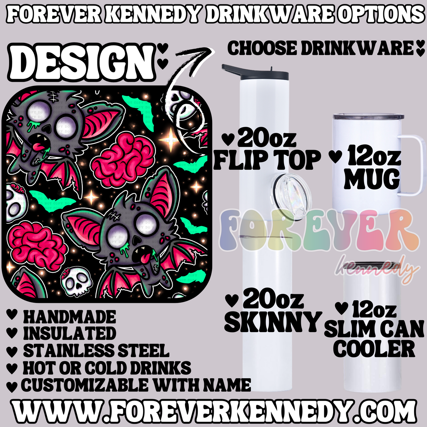 (MTO) CHOOSE DRINKWARE: Zombie Bat