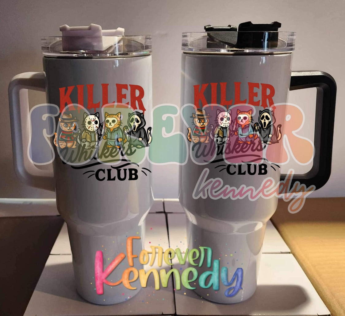 (MTO) 40oz Tumbler with handle: Whiskers Club