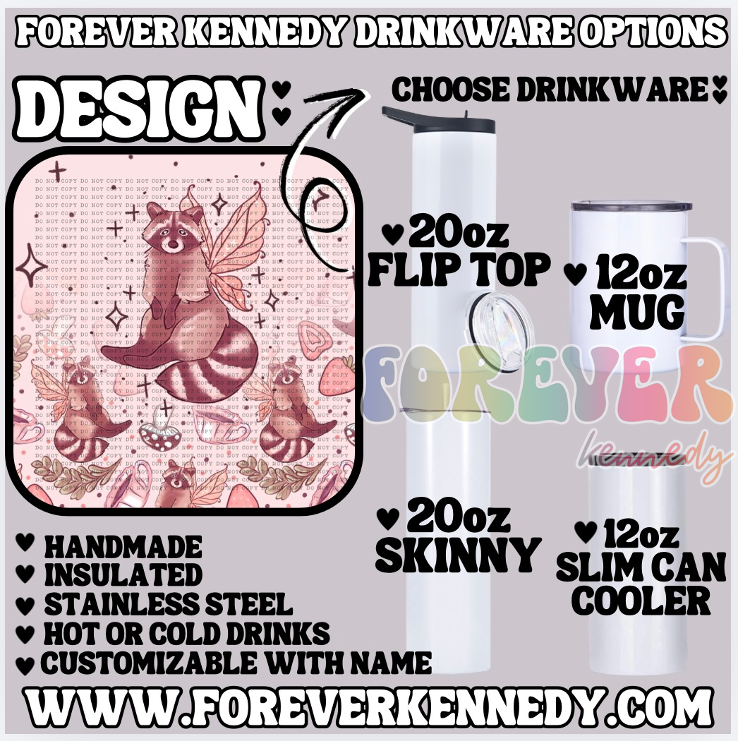(MTO) CHOOSE DRINKWARE: Fae Raccoon