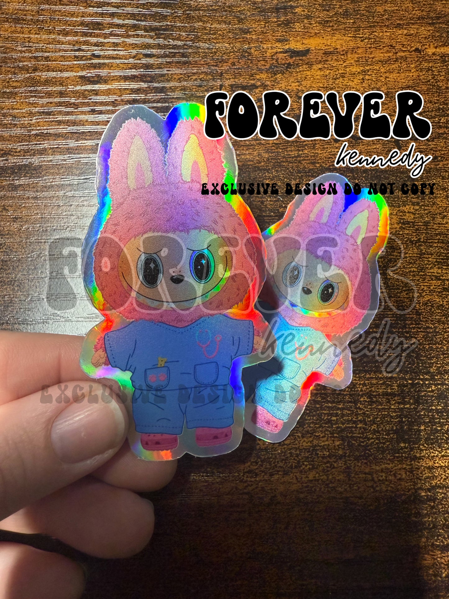 (RTS) HOLOGRAPHIC Vinyl Sticker: EXCLUSIVE DESIGN Pink LaBoo