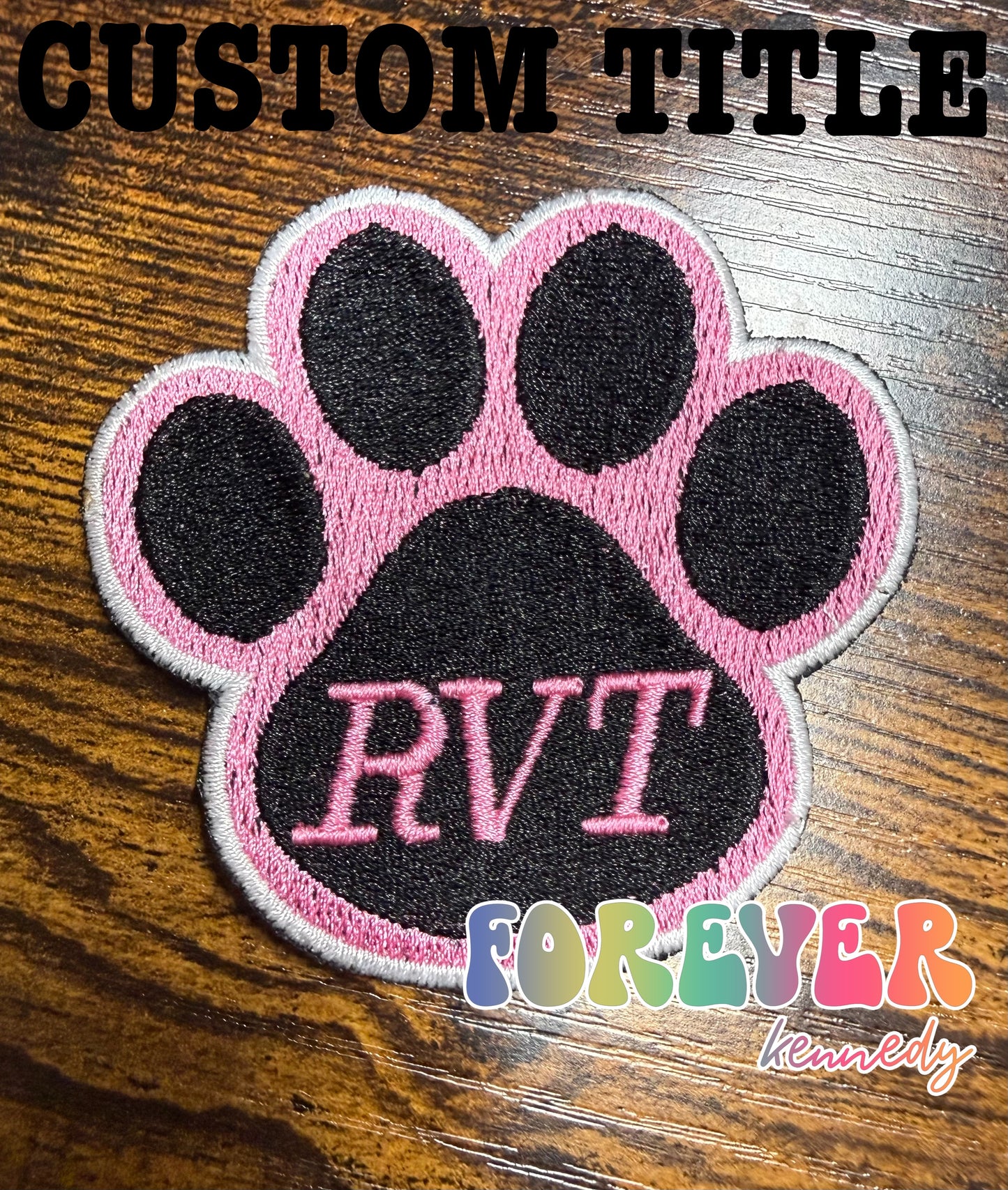 (MTO) Embroidered Patch: Paw Print with Custom Title