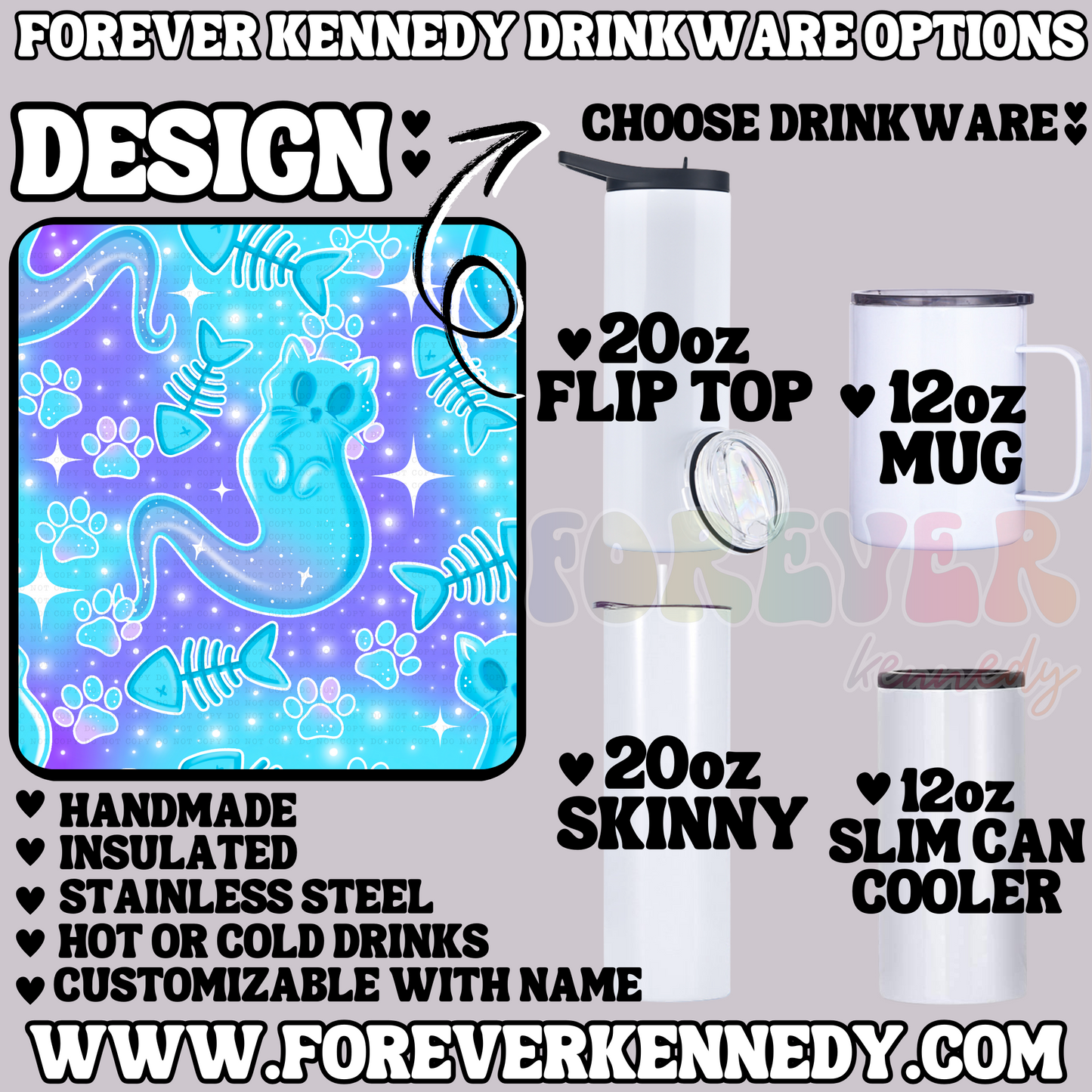 (MTO) CHOOSE DRINKWARE: Ghost Kitty