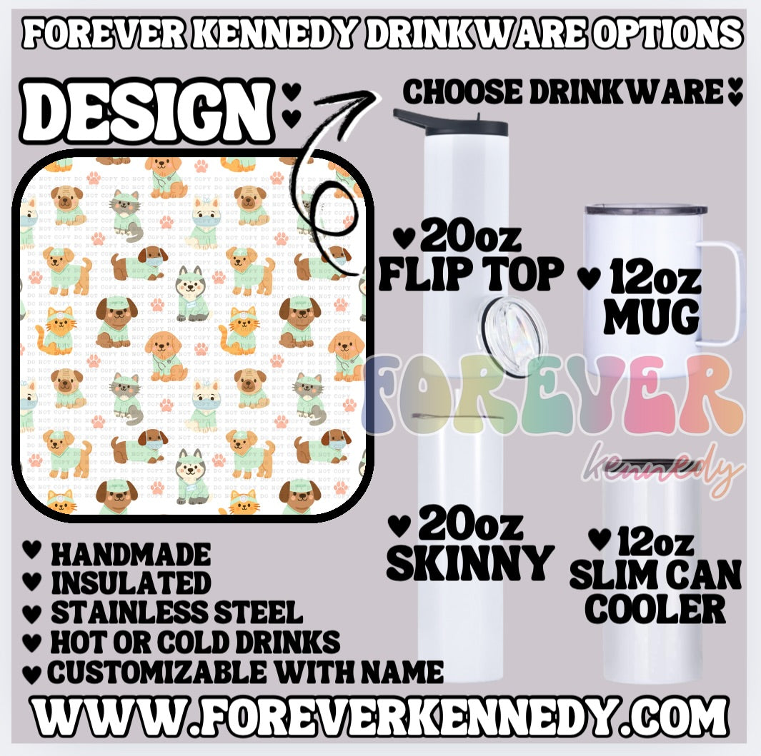 (MTO) CHOOSE DRINKWARE: Medical Animals