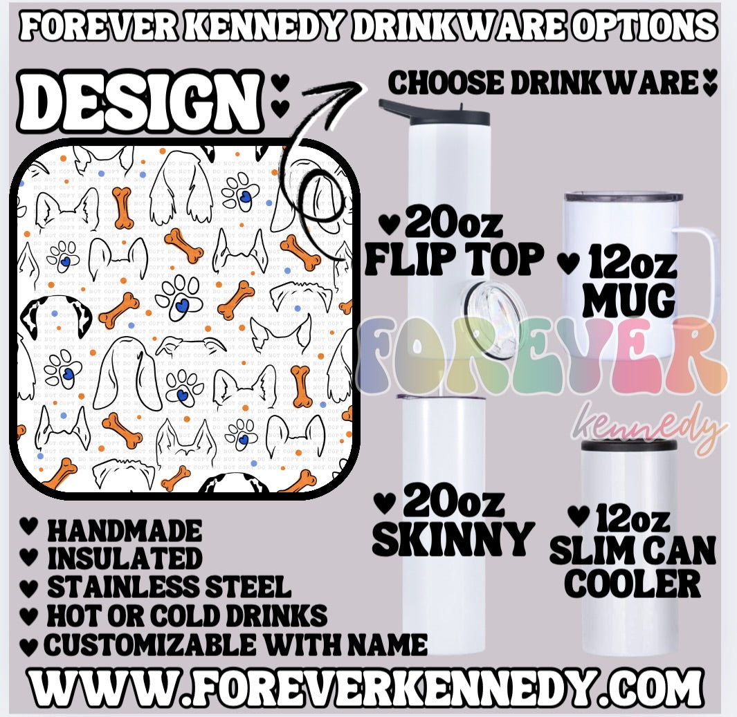 (MTO) CHOOSE DRINKWARE: Dog Ear Lines