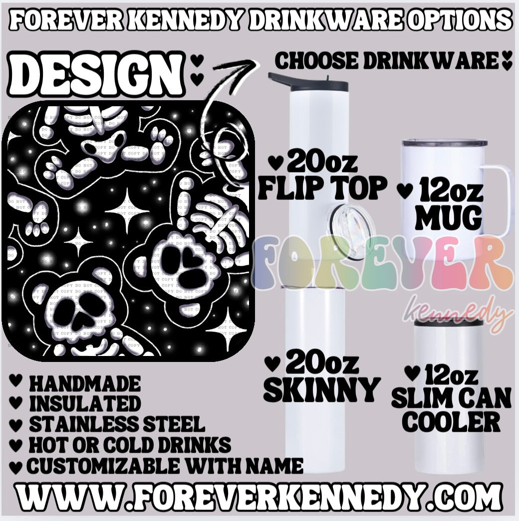 (MTO) CHOOSE DRINKWARE: Skellie Bear White