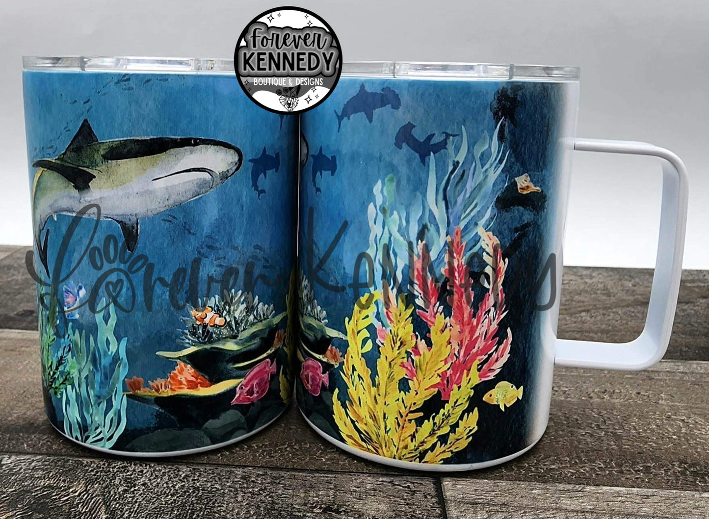 (MTO) Mug with Handle: Ocean / Shark