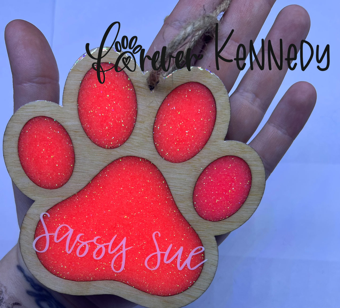 (PO) Ornament: Paw Print with Custom Name