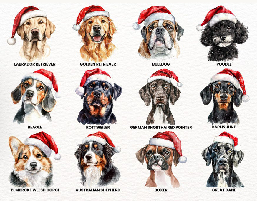 (MTO APPAREL) * CHOOSE STYLE / COLOR: Christmas Dogs *choose breed/s*