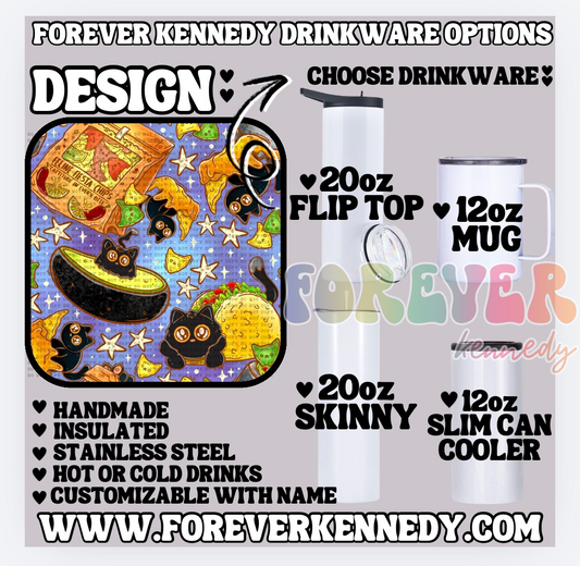 (MTO) CHOOSE DRINKWARE: Feline fiesta