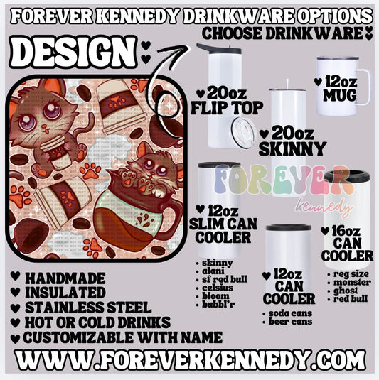 (MTO) CHOOSE DRINKWARE: Coffee Kitties