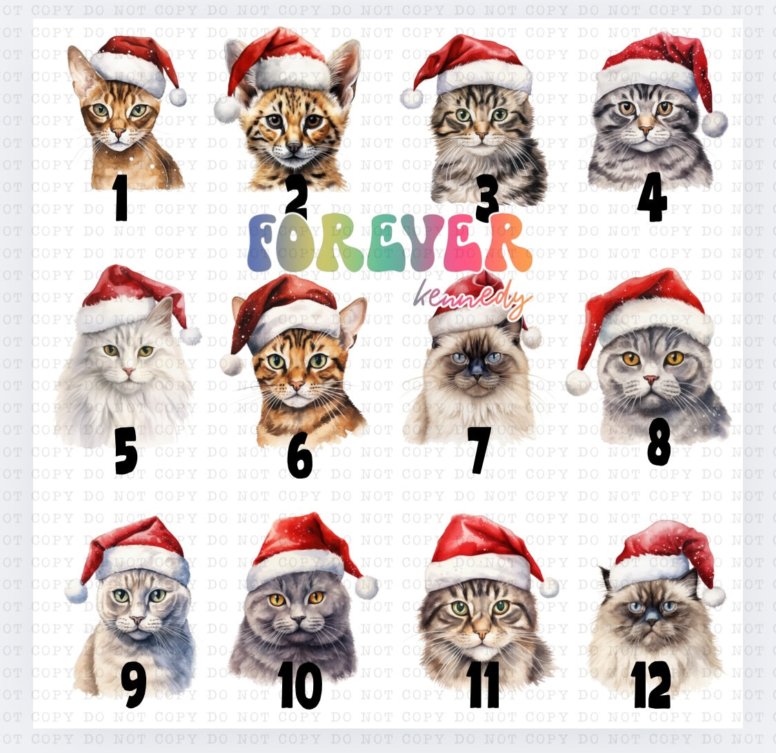(MTO APPAREL) * CHOOSE STYLE / COLOR: Christmas Cats *choose breed/s*