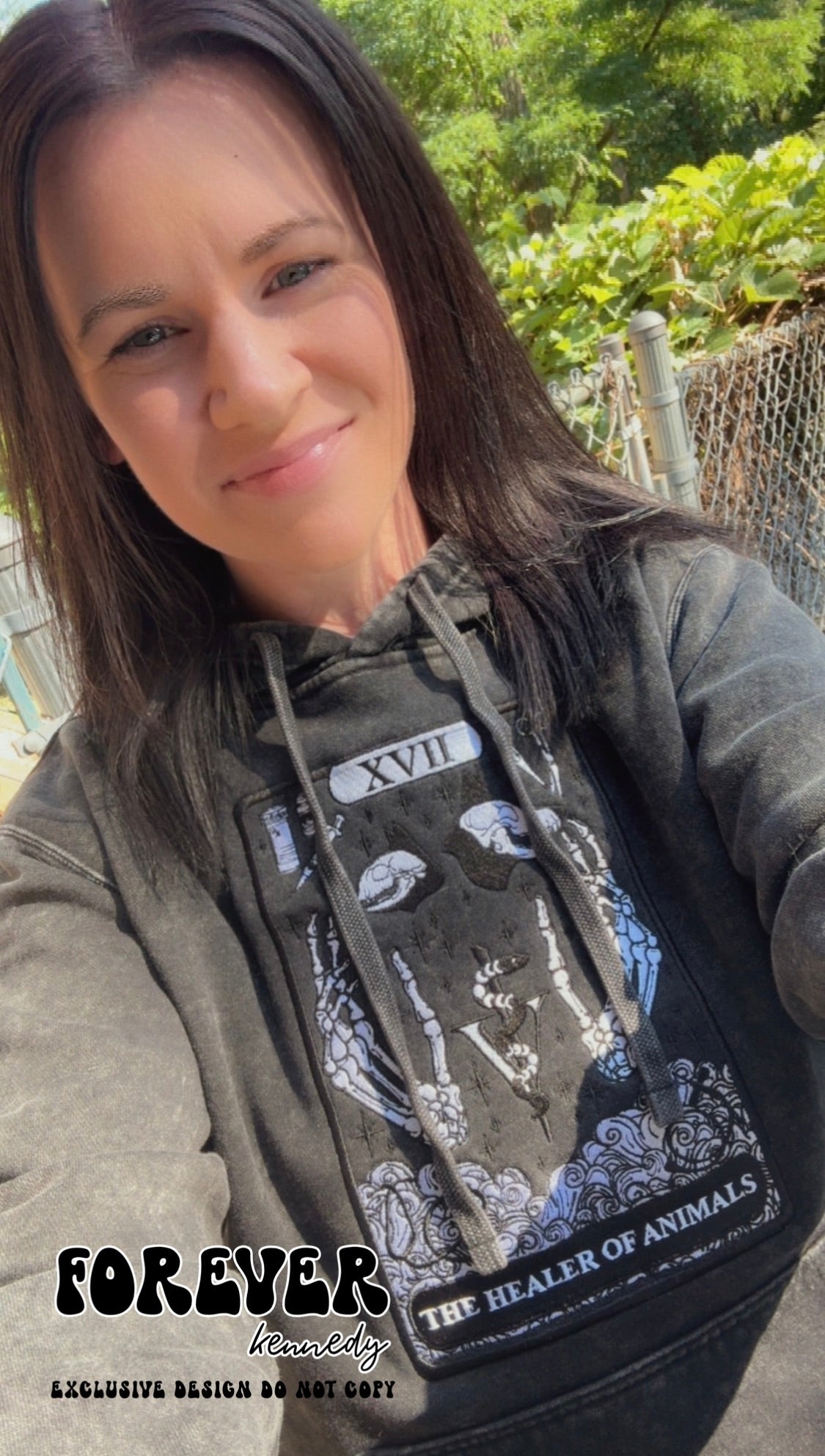 Mineral Wash Hoodie-  EXCLUSIVE DESIGN * The Healer of Animals EMBROIDERY