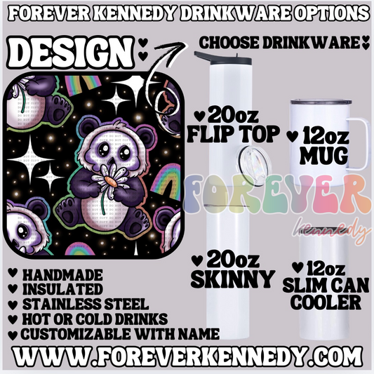 (MTO) CHOOSE DRINKWARE:  Panda Rainbow