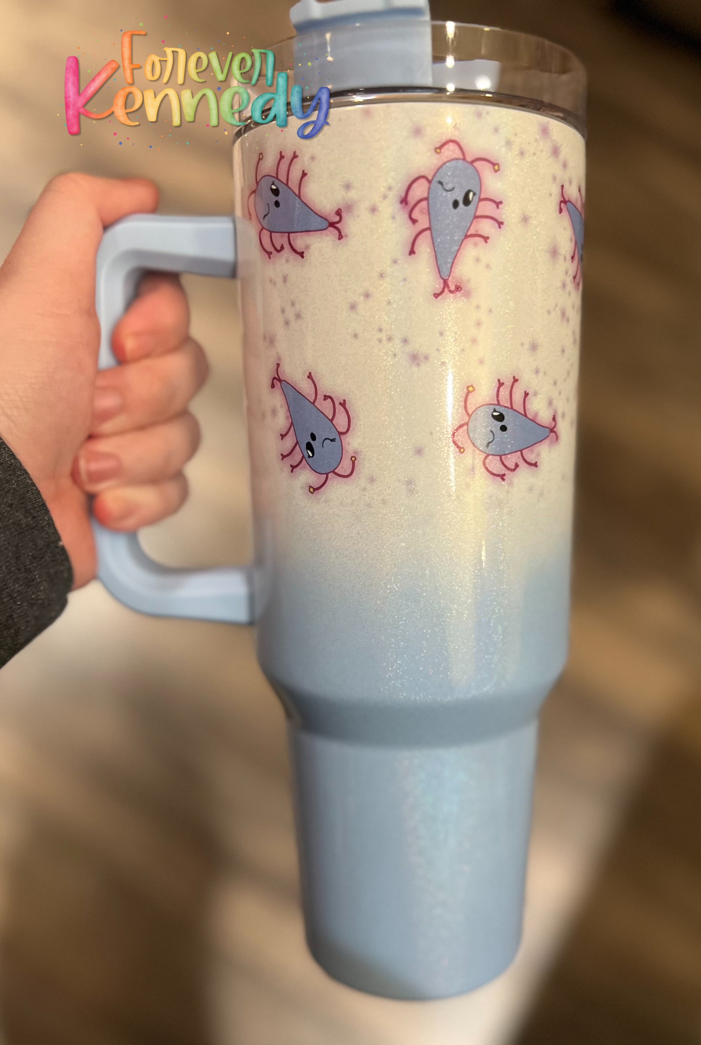 (MTO) 40oz Tumbler with handle: Kenzie Drawing / Giardia