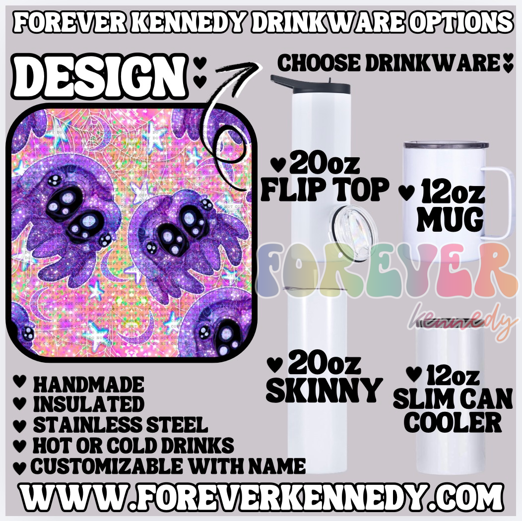 (MTO) CHOOSE DRINKWARE: Glitter Jumping Spider