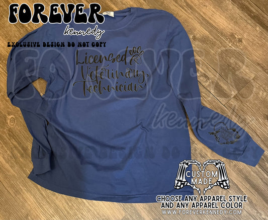 (MTO APPAREL) * CHOOSE STYLE: EXCLUSIVE DESIGN Licensed Veterinary Technician *with sleeve design*