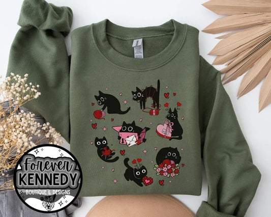 (MTO) Pick Your Apparel: Black cats hearts