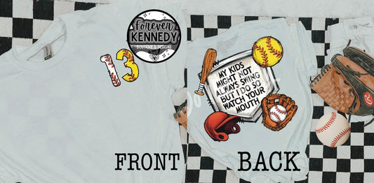 (MTO) CHOOSE YOUR APPAREL STYLE: Baseball and Softball *My Kids (front and back) CUSTOM number