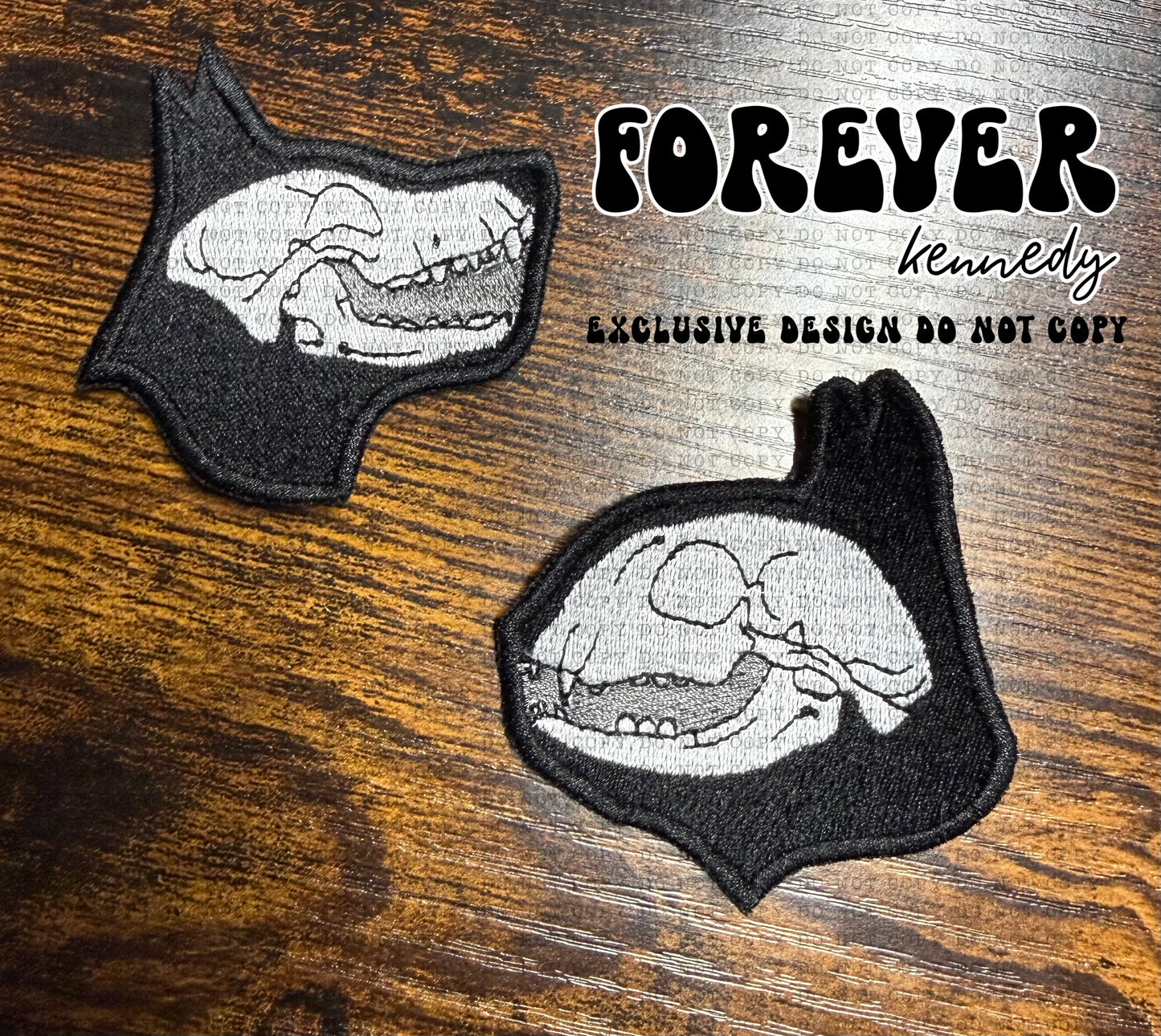 (MTO) Embroidered Patch: EXCLUSIVE DESIGN Canine or Feline Skull