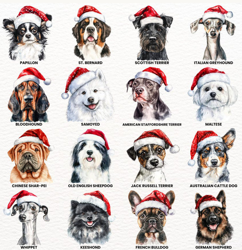 (MTO APPAREL) * CHOOSE STYLE / COLOR: Christmas Dogs *choose breed/s*
