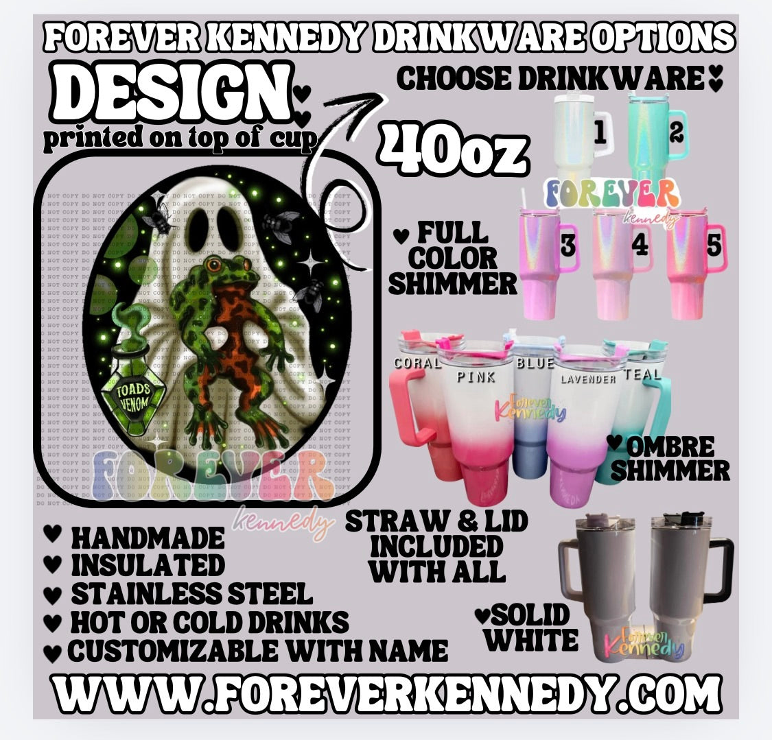(MTO) 40oz Tumbler with handle: Toads Venom