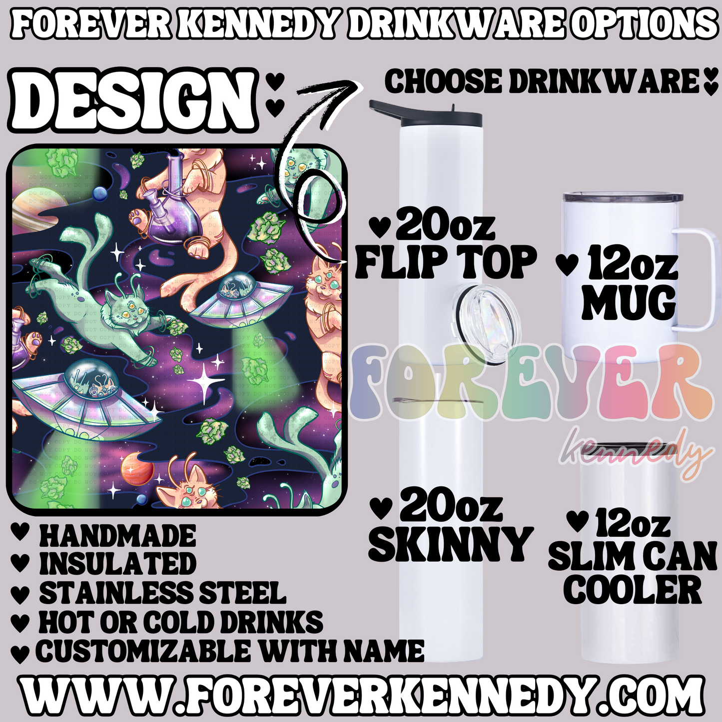 (MTO) CHOOSE DRINKWARE: Space 420 Cats