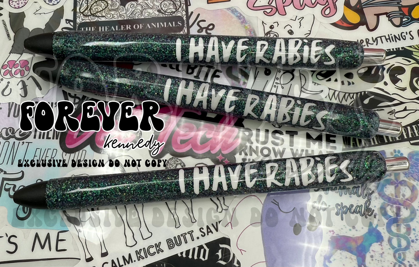 (PO) Custom Refillable Glitter Epoxy Pen: EXCLUSIVE I Have Rabies
