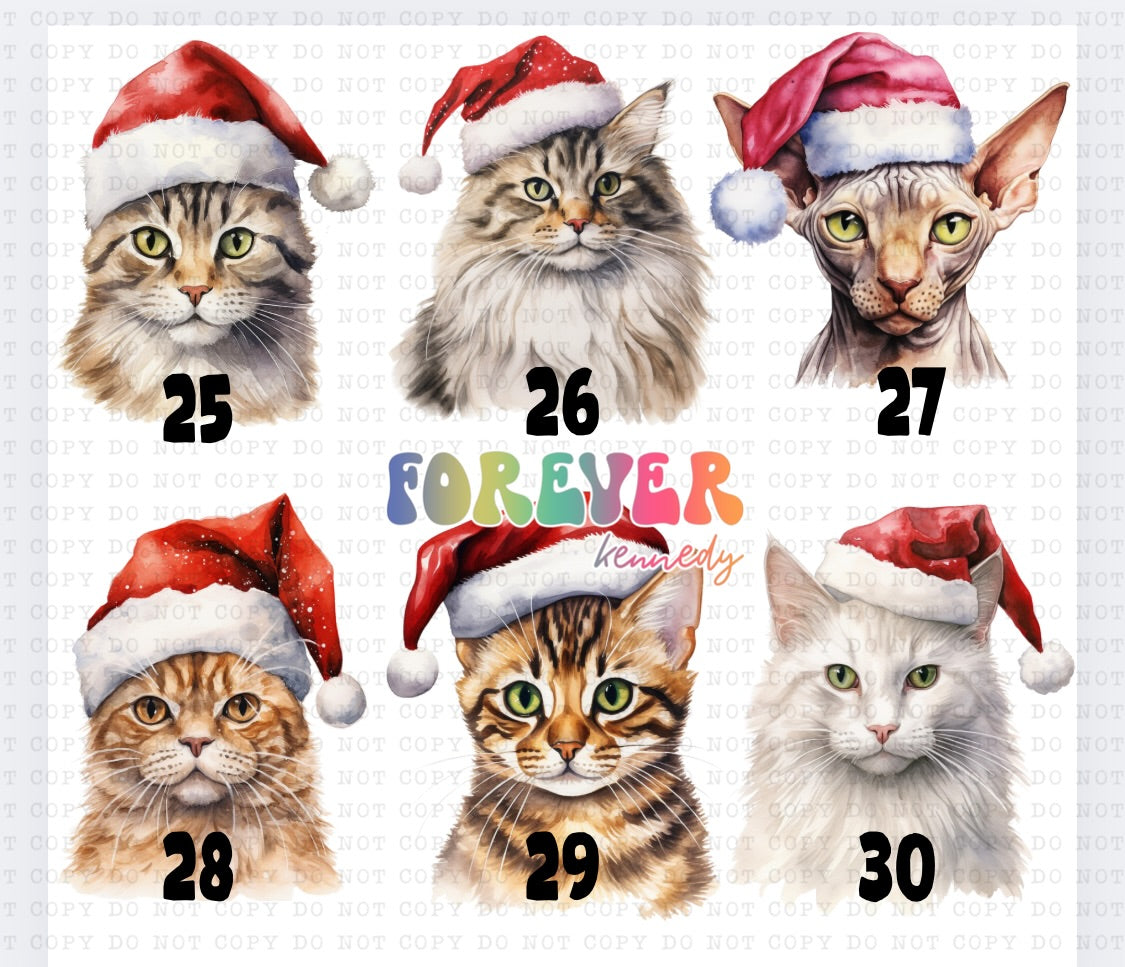 (MTO APPAREL) * CHOOSE STYLE / COLOR: Christmas Cats *choose breed/s*