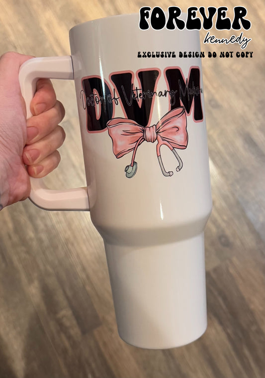(READY TO SHIP) 40oz Tumbler with handle: DVM Doctor of Veterinary Medicine