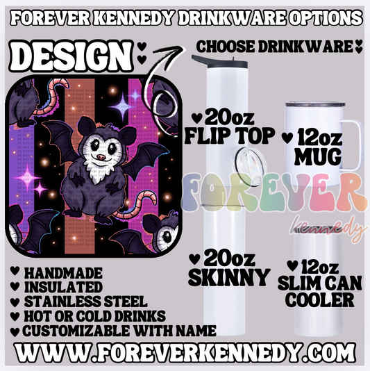 (MTO) CHOOSE DRINKWARE: Opossum Bat