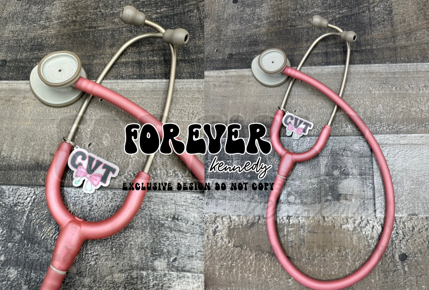 (MTO) Stethoscope Bow Charm / Tag or Badge Reel: EXCLUSIVE DESIGN *custom title*