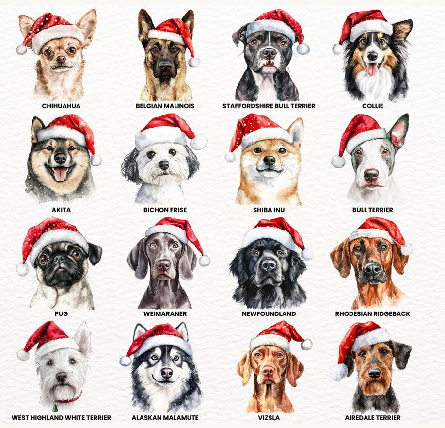 (MTO APPAREL) * CHOOSE STYLE / COLOR: Christmas Dogs *choose breed/s*