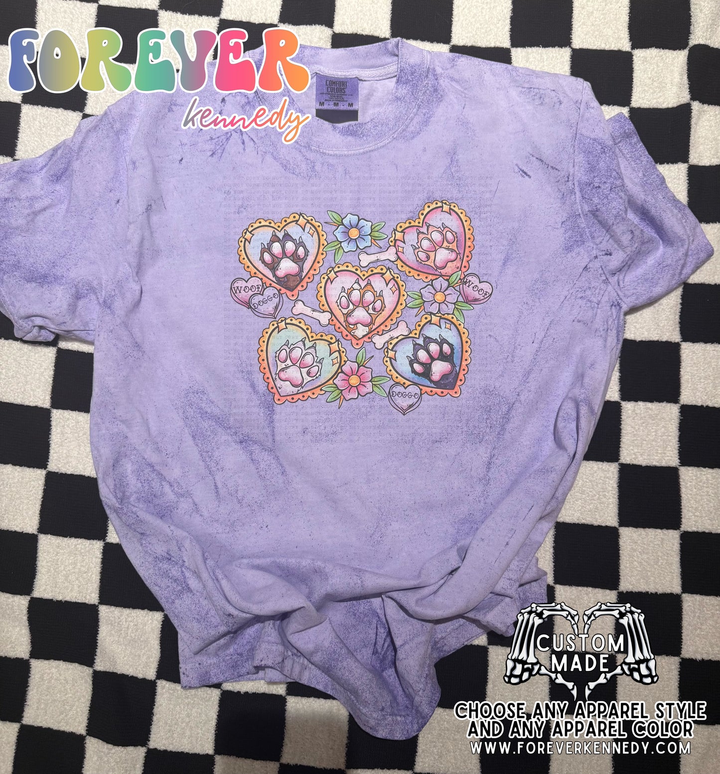 (MTO) / Comfort Colors T-Shirt *Color Blast*: Tattoo Canine Paws