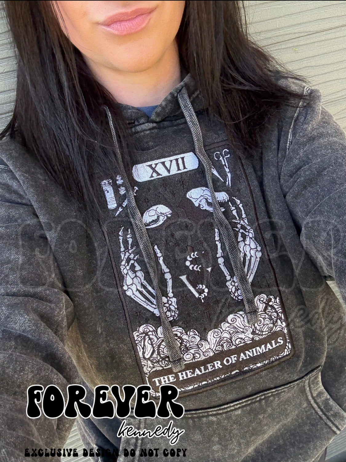 Mineral Wash Hoodie-  EXCLUSIVE DESIGN * The Healer of Animals EMBROIDERY