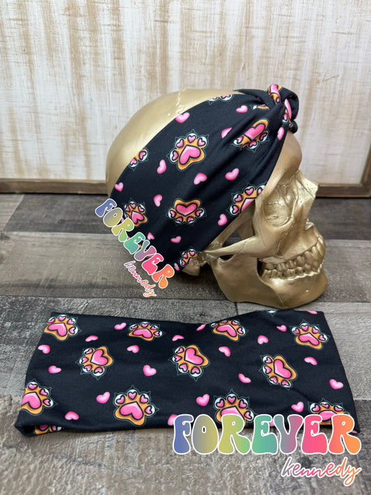 (RTS) Twist Headband: Heart Paws
