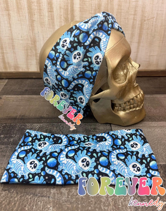 (RTS) Twist Headband: Axolotl Skellie