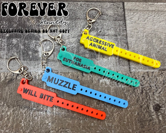 PRE-ORDER * Hospital Bracelet Keychain (choose saying)
