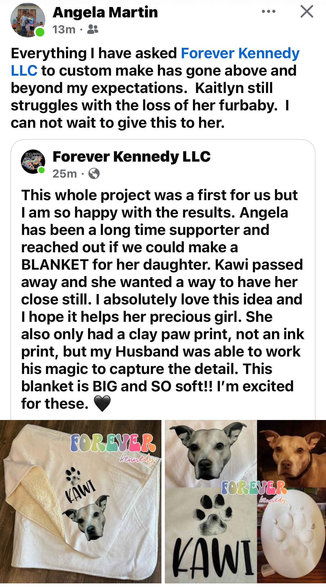 (MTO BLANKET) : Custom photo and paw print